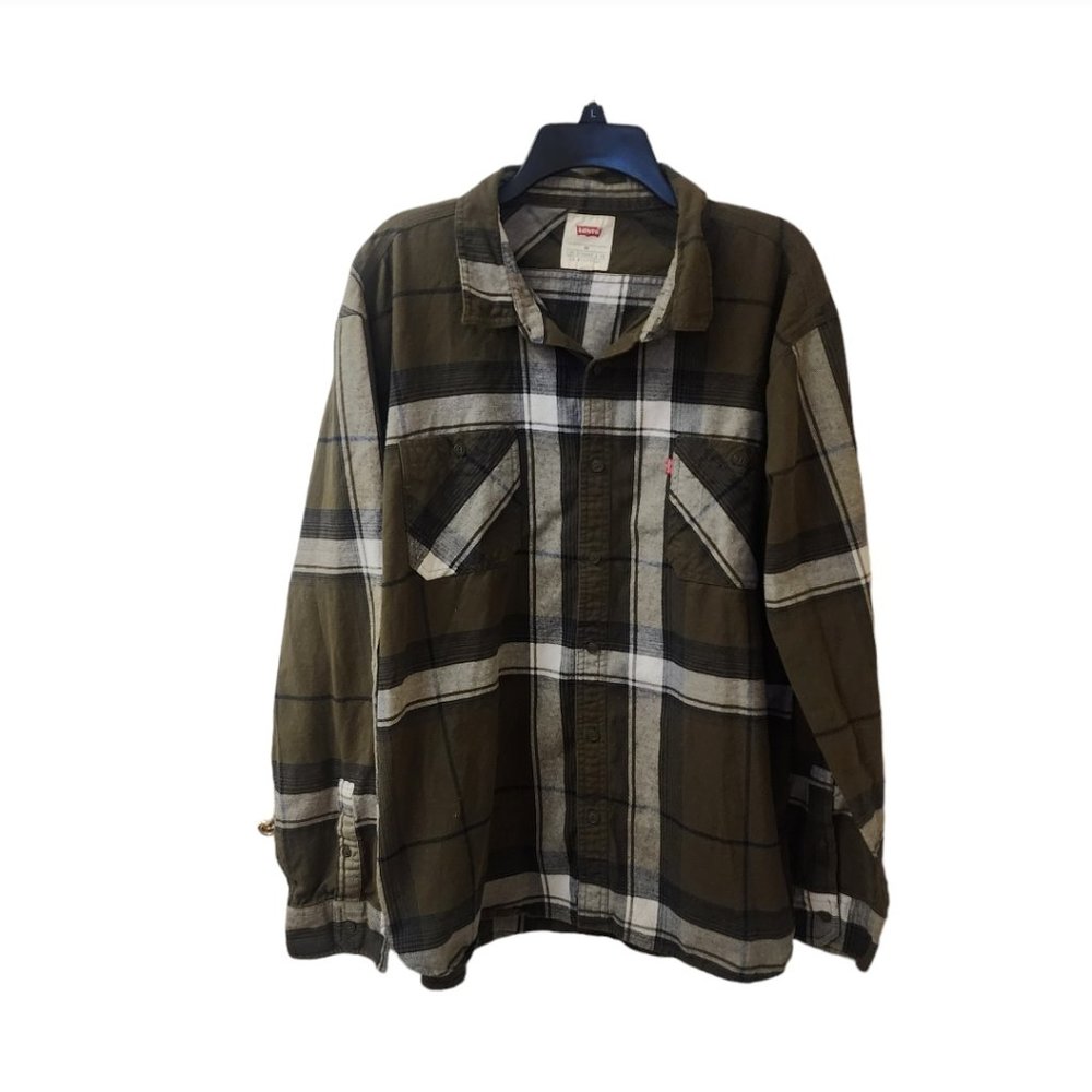 Levi's Olive Forest Hunter Green Long Sleeve Flannel XXL 2XL